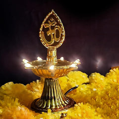 Heart Home Diwali Lights | Diwali String Light For Décor | Lights for Christmas | Lights for Navratri | Pooja Light For Diwali | Lights for Indoor | LED 1 Layer Diya Stand | Pack of 2 | Golden