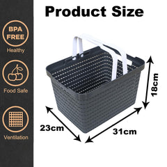 Heart Home Basket | Plastic Storage Basket for Fruits | Storage Basket for Picnic | Storage Basket for Kitchen | Stationery Storage Basket | FLORA-222 | Pack of 3 | Gray