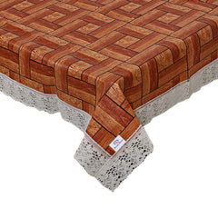 Heart Home 40"x60" Wooden Design PVC Waterproof, Antislip & Wipe Clean Center Table Cover for 4 Seater (Brown)-HS43HEARTH25574