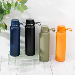Kuber Industries Water Bottle | Vacuum Insulated Travel Bottle | Hot & Cold Water Bottle | Water Bottle with Handle | Thermos Flask for Gym Bottle | MYZ-230803B | 1100 ML | Orange