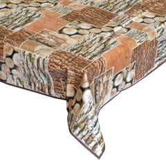 Kuber Industries Wooden Print Reversable PVC Center Table Cover For Home Decorative Luxurious 4 Seater, 60"x36" (Brown) 54KM4268
