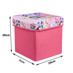 Kuber Industries Disney Princess Storage Sitting Stool | Foldable Storage Box | Storage Sitting Stool for Kids Room | Stool For Living Room | Storage Stool Box For Toys | Pink