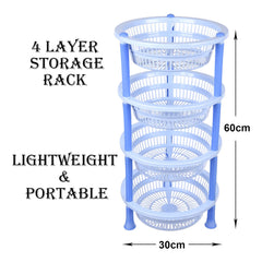 Kuber Industries Storage Basket | Plastic 4 Layer Kitchen Storage Basket | Storage Rack for Kitchen | Multi-Layer Vegetable Rack | Mondeo Floor-Standing Rack | Sky Blue