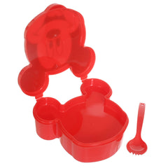Kuber Industries Mickey Face Shaped Plastic Lunch Box for Kids with Spoon (Red), Pack of 1