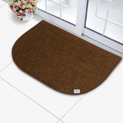 Heart Home D-Shape Microfiber Anti Slip Door Mat (14'' x 23'', Brown)-HEART12178, Standard
