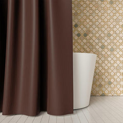 Kuber Industries Shower Curtain | Shelf Lining PVC Curtain for Bathroom | Shower Curtain for Bathroom | Bathroom Shower Curtain with Hooks | 7 Feet | Brown