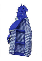 Kuber Industries Baby Almirah Hanging Three Cabinet for Kids (Blue Horse Print),Standard,VAS05143
