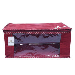 Kuber Industries 3 Layered Quilted 4 Pieces Cotton Saree Cover Set (Maroon) - CTKTC23172