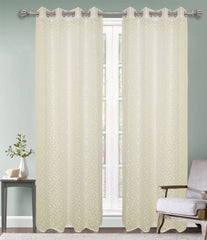 Kuber Industries Flower Design 7 Feet Door Curtain for Living Room, Bed Room, Kids Room with 8 Eyelet Pack of 2 (Cream) 54KM3942