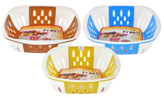 Heart Home Large Plastic Fruit, vegetable Storage Basket- Pack of 3 (Brown & Blue & Green)-HS42KUBMART25413