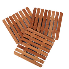 Kuber Industries Bamboo 6 Piece Table Coaster and Pan Pot Holder Set - Brown