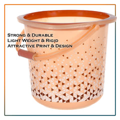 Heart Home Plastic Unbreakable Tinted Print Bathroom Bucket with Strong Handle,18 LTR. (Brown)