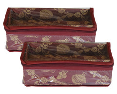 Kuber Industries Multipurpose Matka Pattern Laminated 1 Rod Bangle Box/Organizer/Case With Tranasparent Top - Pack of 2 (Maroon)-47KM0459