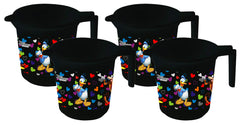 Kuber Industries Disney Team Mickey Print Plastic Bathing Mugs for Bathroom Bath Accessory, 500 ML (Set of 4,Black) -HS_35_KUBMARTS17116