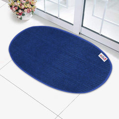 Fun Homes Oval Shape Microfiber Anti Slip Door Mat (14'' x 23'',Blue)-FUNNHOM12086
