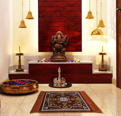 Kuber Industries CTKTC33919 Velvet Prayer Multipurpose Rug Mat (2 ft X 2 ft, Gold)