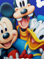 Kuber Industries Disney Team Mickey Print Silk Special Long Crush Pillow Cover- Set of 4, Royal Blue-KUBMART10044