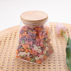 Urbane Home Glass Jar | Multi-Utility Kitchen Organizer | Airtight Bamboo Lid | Food Storage Container | Cookies Storage Jar | 950 ML | LP018 | Transparent