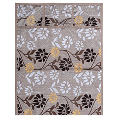 Kuber Industries Floral Print Polyester Fridge Top Cover, Protect for Scratches with 6 Utility Side Pockets (Light Brown)