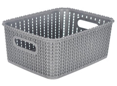 Heart Home Multipurposes Large M 20 Plastic Basket, Organizer For Kitchen, Countertops, Cabinets, Bathrooms Without Lid- Pack of 2 (Grey) -46HH096
