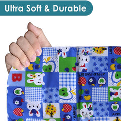 Heart Home Soft Cotton RABIT Print Mattress Crib Sheet/Baby Sleeping Sheet/Bed with 3 Petch for Baby 24"x36" (Blue) 52HH4002