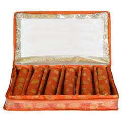 Heart Home Multipurpose Feather Design Laminated 6 Rod Bangle Box/Organizer/Case With Tranasparent Top - Pack of 2 (Orange)-47HH0167