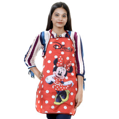 Kuber Industries Disney Minnie Print Silk Kitchen Apron (Red)-KUBMART10110