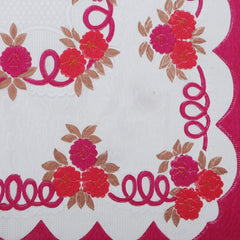 Kuber Industries Flower Printed Home Decorative Luxurious 4 Seater Cotton Center Table Cover/Table Cloth, 40"x60" (White & Pink)-44KM042