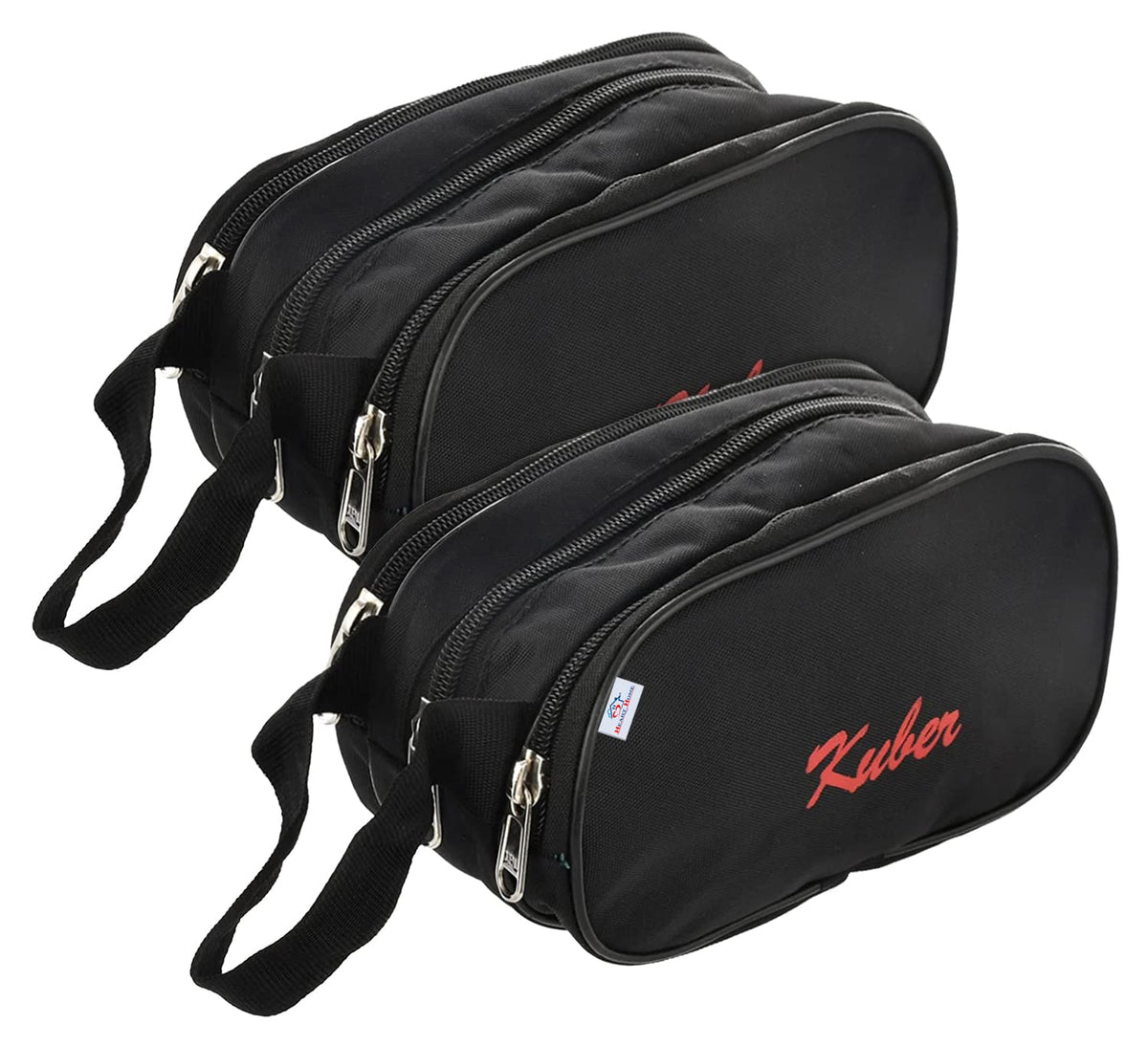 Heart Home Rexine Lightweight Travel Toiletry Bag Shaving Kit with Carrying Strap, Pack of 2 (Black) 54HH4282.