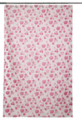 Kuber Industries Microfibre Floral Shower Curtain with 8 Hooks (Standard, 138 x 214 x 1 Cm, Pink)