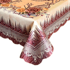 Heart Home Leaf Printed Home Decorative Luxurious 4 Seater Soft Cotton Center Table Cover/Table Cloth- 40"x60" (Cream)-50HH01742