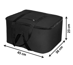 Kuber Industries Lightweight Foldable Multipurpose Storage bag, Cloth Organiser, Travel Bag With Zippered Closure And Handle (Black)-HS43KUBMART26644, L