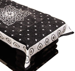 Kuber Industries Flower Design Cotton 4 Seater Center Table Cover (Black)-CTKTC024266