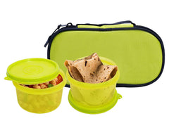 Heart Home 2 Plastic Containers Lunch Box Set with Cover (Green)-50HH01223