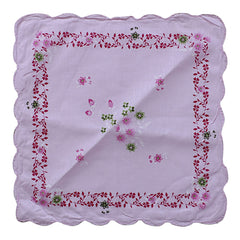 Kuber Industries Handkerchiefs|Leaf Print Cutwork Soft Cotton Hankies for Woman,Girls & Wicking Sweat from Hands,Face,Set of 12 (Multicolor)