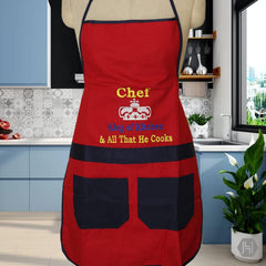 Heart Home Cotton Oil Resistant Cooking Kitchen Apron for Men & Women (Red) 52HH3801