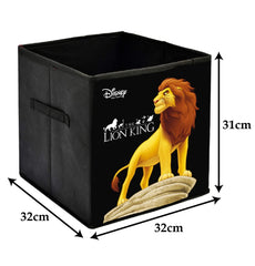 Heart Home Non-Woven Loin King Print Flodable Storage Box/Wardrobe Organizer For Home Decor, Pack of 2 (Black) 54HH4253.
