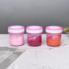 Kuber Industries Containers Set for Kitchen|BPA-Free Plastic 350 ML Storage Containers Set with Spoon for Kitchen Set of 3 (Pink)