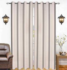 Kuber Industries 2 Piece Polyester Eyelet Door Curtain 7 Feet (Cream)-CTKTC014185