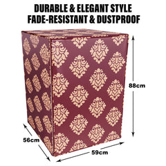 Heart Home Washing Machine Cover | Square Design Washing Machine Cover | Knitting Polyester | Front Load Washing Machine Cover | Maroon