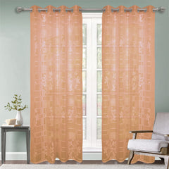 Kuber Industries Flower Print Home Decor Cotton Door Curtain with 8 Eyeletss, 7 Feet Pack of 2 (Brown)-50KM01057