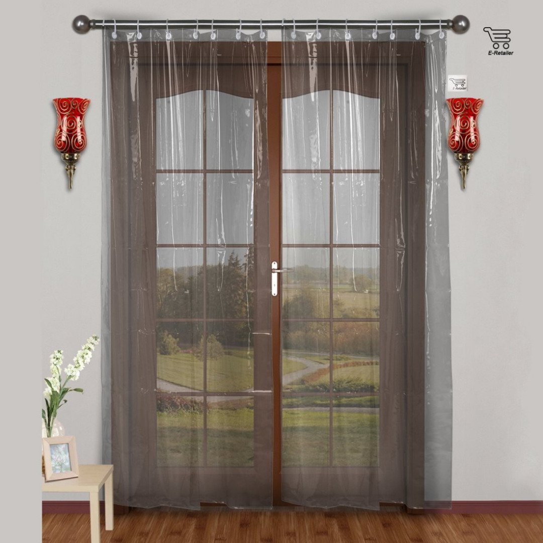 Kuber Industries Transparent PVC Shower Curtain - 9ft, White, Standard (Curtain34337)