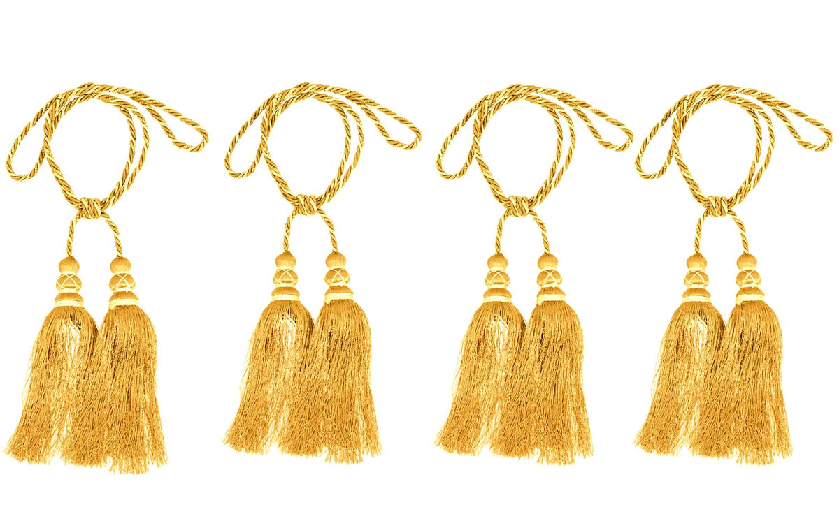 Kuber Industries Polyester 4 Pieces Curtain Tie Back Tassel Set (Gold) CTKTC33495