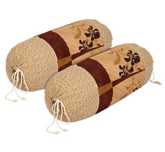 Heart Home Floral Print Soft & Luxurious Decorative Cotton Bolster Cover- Set of 2, 16"x30" (Sand) 54HH3925.