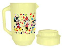 Heart Home Mickey & Friends Print Unbreakable Plastic Water Jug with Lid for Home, Kitchen, Office 2 Liter Pack of 2 (Cream & White)