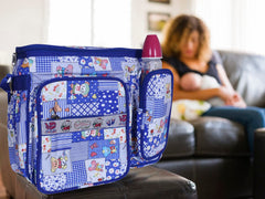 Heart Home PVC Multiuses Teddy Cartoon Print Mothers Bag/Diapers Bag With Handle For Traveling, storing (Blue) 52HH4013