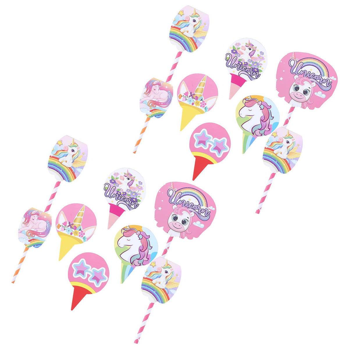 Kuber Industries Cupcake Toppers | Cardboard Cupcake Picks |Decorations Supplies for Farewell | Birthday Party | Theme Cupcake Topper | 14 Pieces | DT-2171 | Multicolor