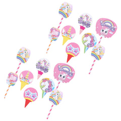 Kuber Industries Cupcake Toppers | Cardboard Cupcake Picks |Decorations Supplies for Farewell | Birthday Party | Theme Cupcake Topper | 14 Pieces | DT-2171 | Multicolor