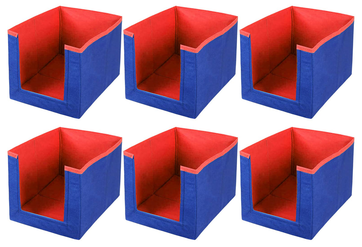 Heart Home Multiuses Non-Woven Closet Organizer With Handles- Pack of 6 (Red & Blue) -HS43HEARTH26535