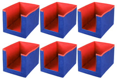 Heart Home Multiuses Non-Woven Closet Organizer With Handles- Pack of 6 (Red & Blue) -HS43HEARTH26535